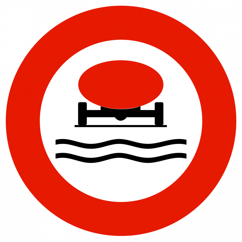 Panneau d'interdiction matières polluantes pour les eaux B18B