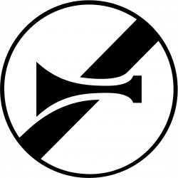 Panneau d'interdiction fin d'interdiction de l'usage de l'avertisseur sonore B35