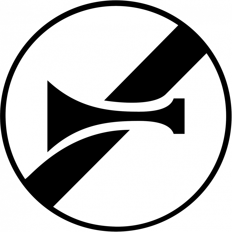 Panneau d'interdiction fin d'interdiction de l'usage de l'avertisseur sonore B35
