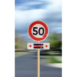 Panneau et panonceau lumineux bi-flash sur mât de signalisation I WP Signalisation