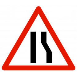 Panneau de danger chaussée rétrécie par la droite A3A
