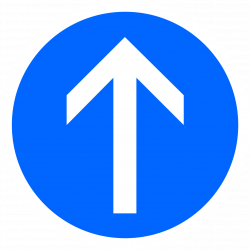 Dos  du panneau B21b - Panneau obligation de continuer tout droit  I WP Signalisation