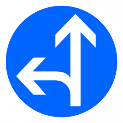 Panneau d'obligationdirections tout droit ou à gauche B21D2