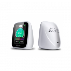 Capteur C02 professionnel devant et derrière de l'appareil pour tester le taux d'humidité dans l'air.