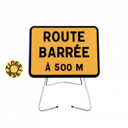 Face avant du panneau temporaire route barrée I WP Signalisation