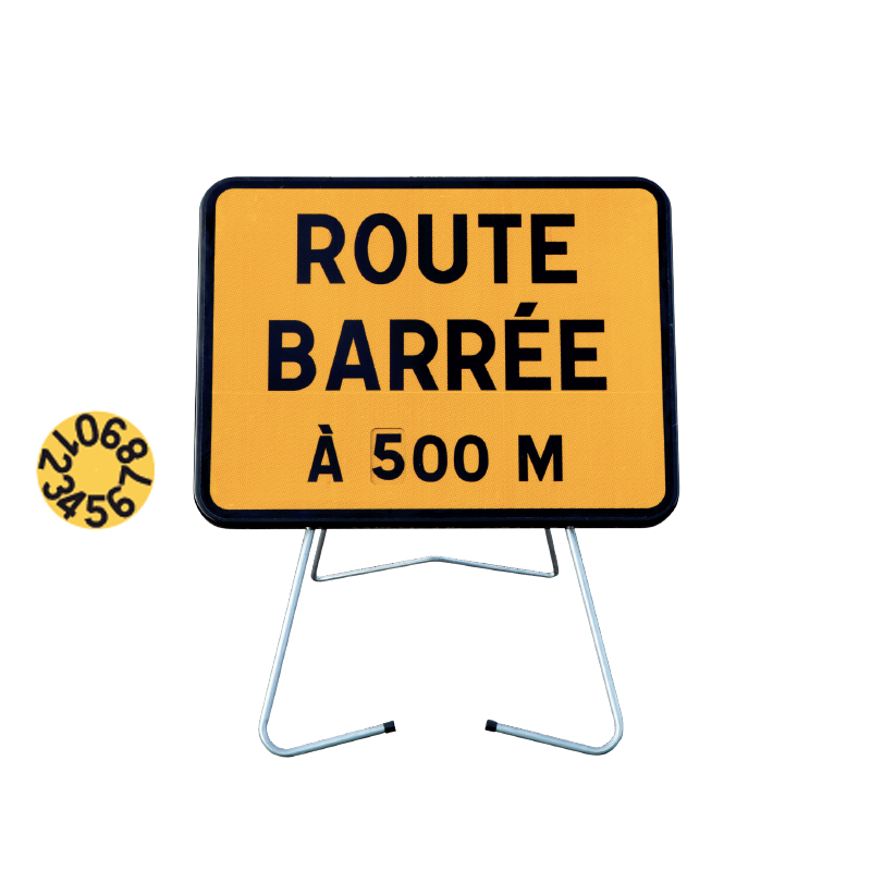 Face avant du panneau temporaire route barrée I WP Signalisation